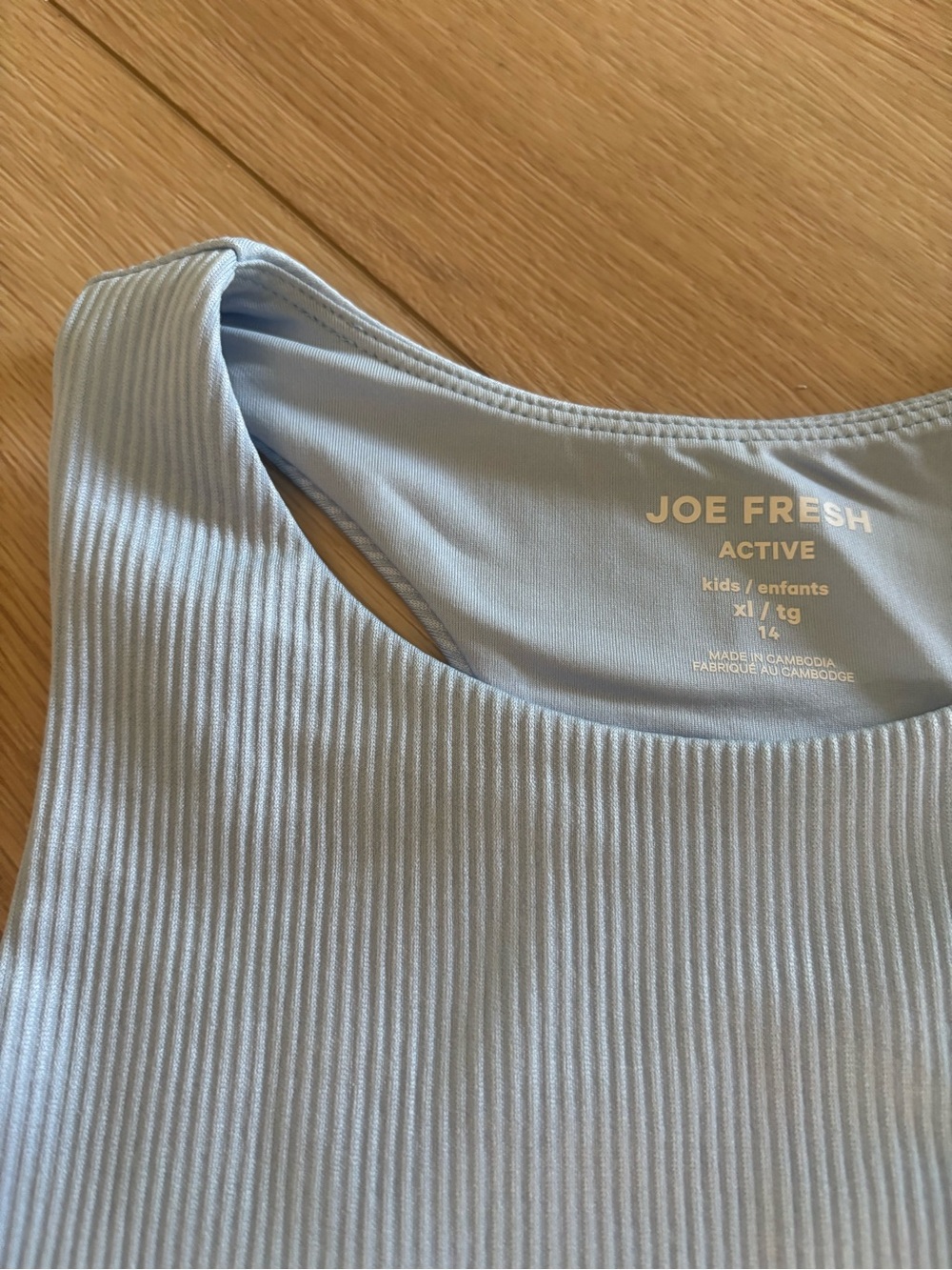 Joe Fresh Sky Blue Ribbed Cropped Tank - Picture 2 of 3